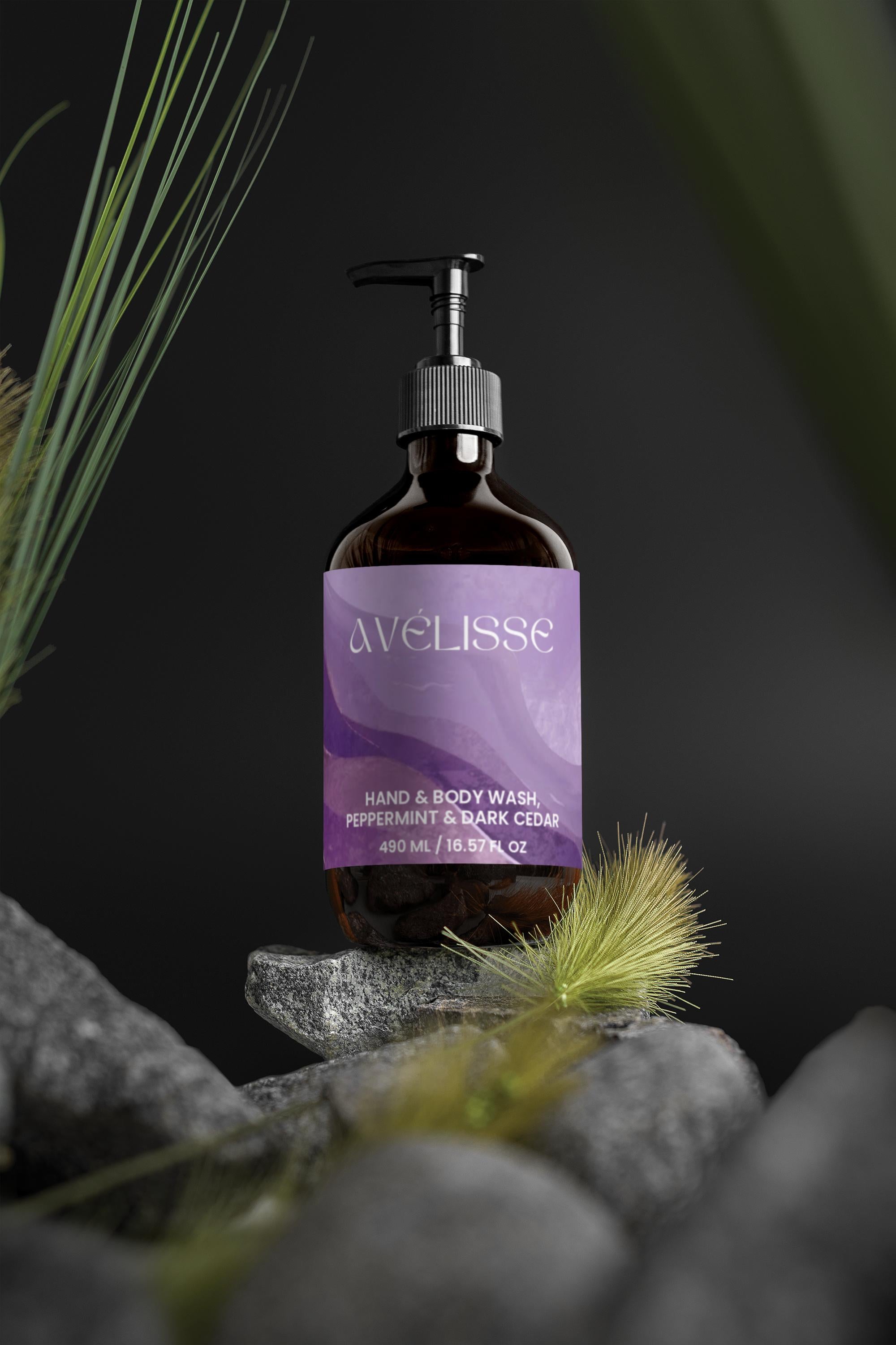 Hand & Body Wash, Peppermint & Dark Cedar